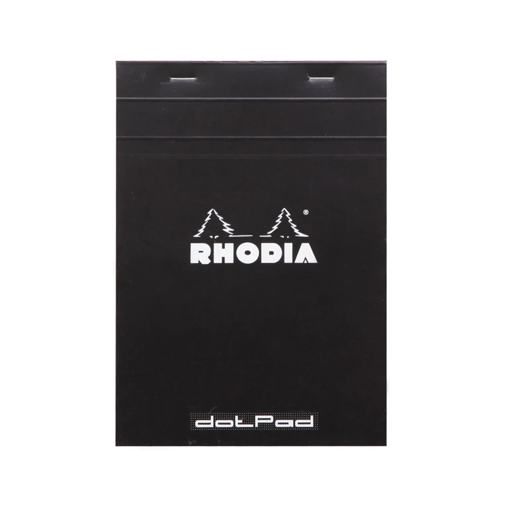 Rhodia Staple Bound Dot Grid Black Notepad Front Cover, Image 1