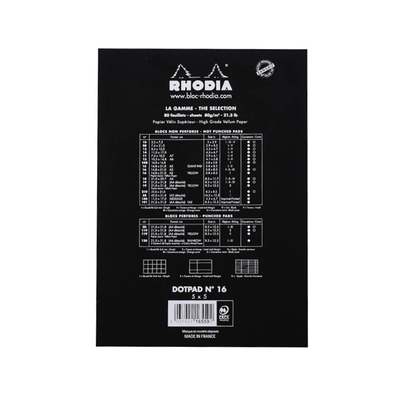 Rhodia Staple Bound Dot Grid Black Notepad Back Cover, Image 5