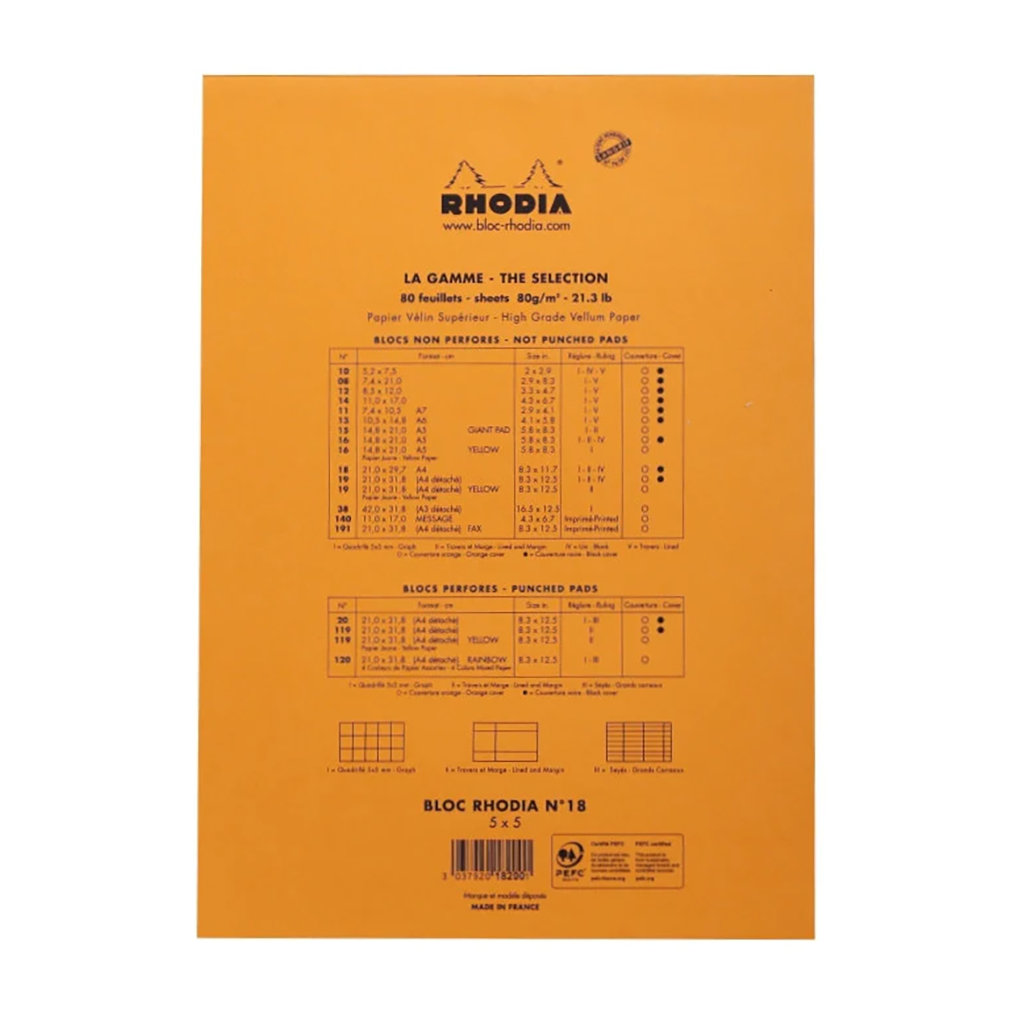 Rhodia Staple Bound Graph Orange Notepad Back Cover, Image 6