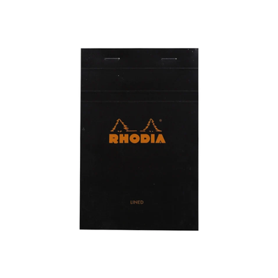 Rhodia Staple Bound Lined Black Notepad Front Cover, Image 1