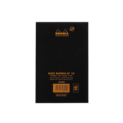 Rhodia Staple Bound Lined Black Notepad Back Cover, Image 5