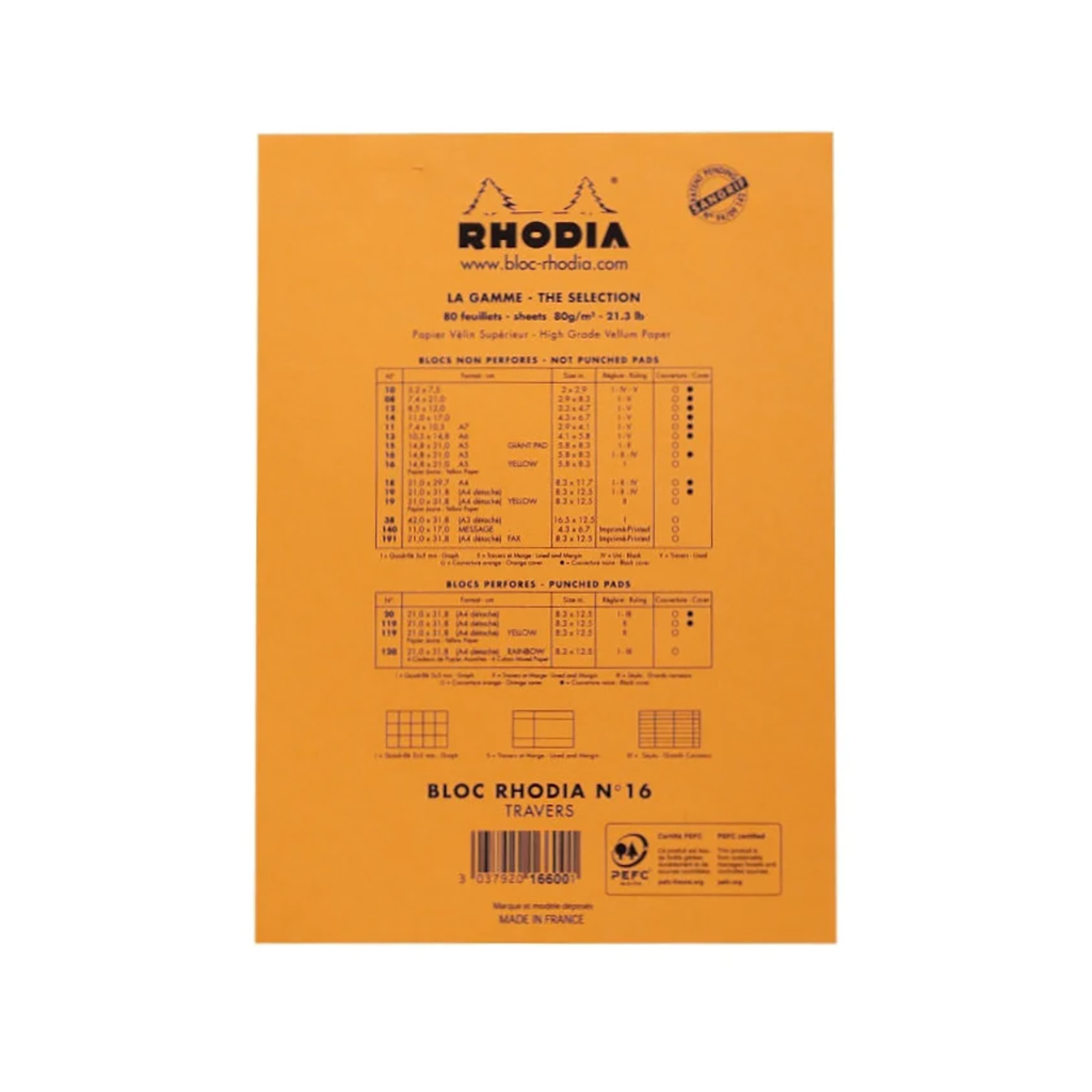 Rhodia Staple Bound Lined Orange Notepad Back Cover, Image 6