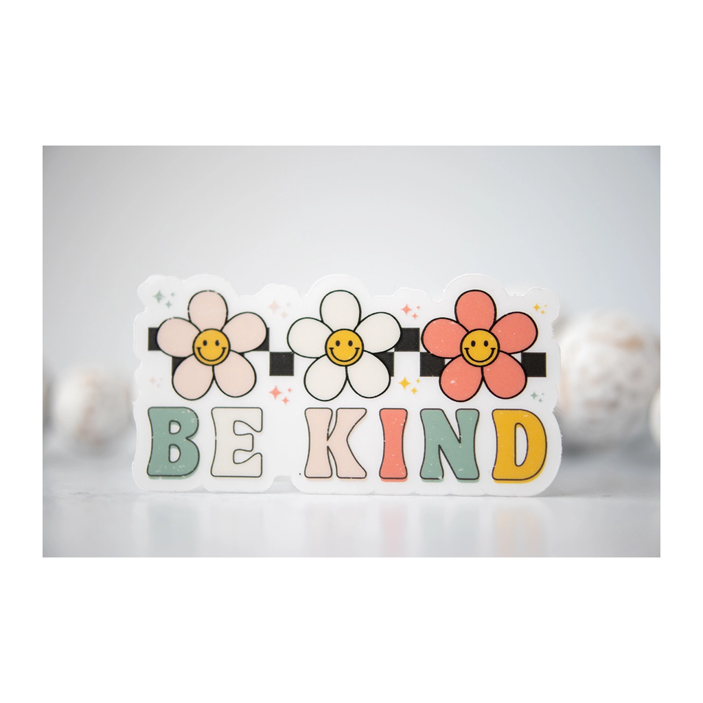 Pegatina transparente Be Kind Retro, 3"