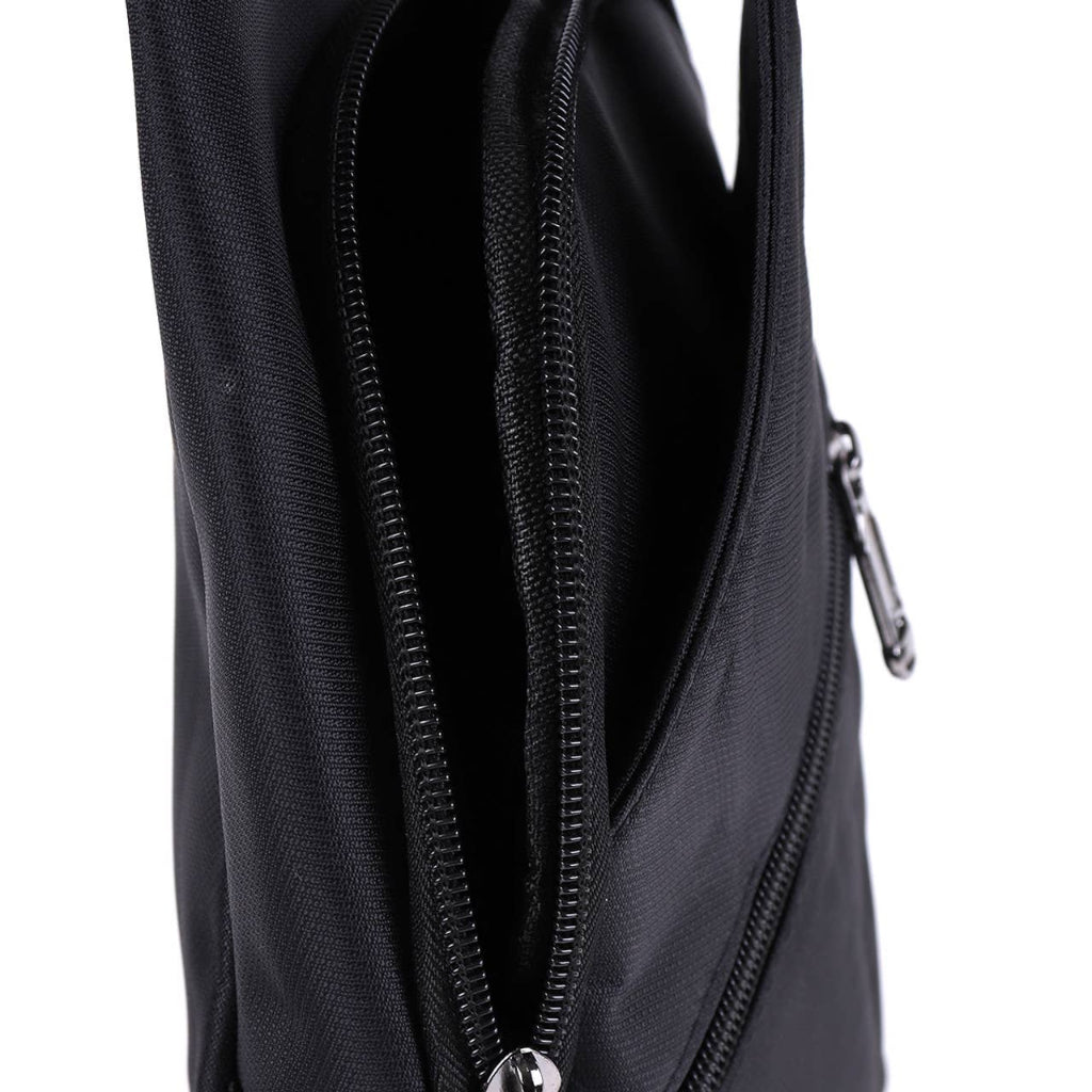 Black bag with a zipper on a white background