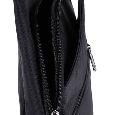 Black bag with a zipper on a white background