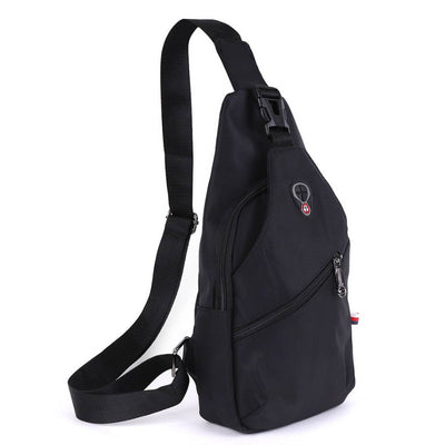 Black sling bag on a white background