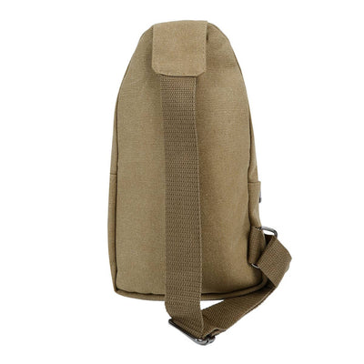 Tan shoulder bag with a strap on a white background