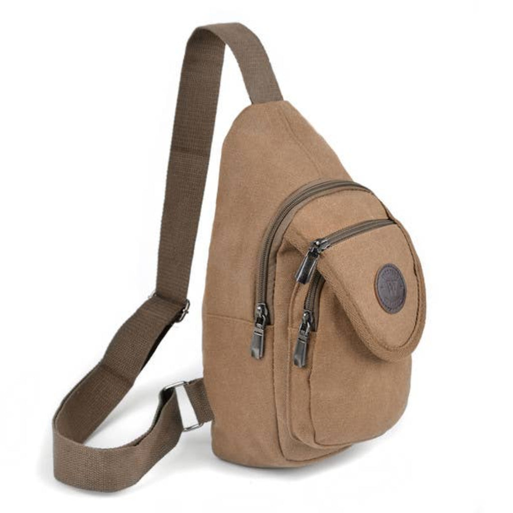 Canvas Crossbody Sling Bag, Brown