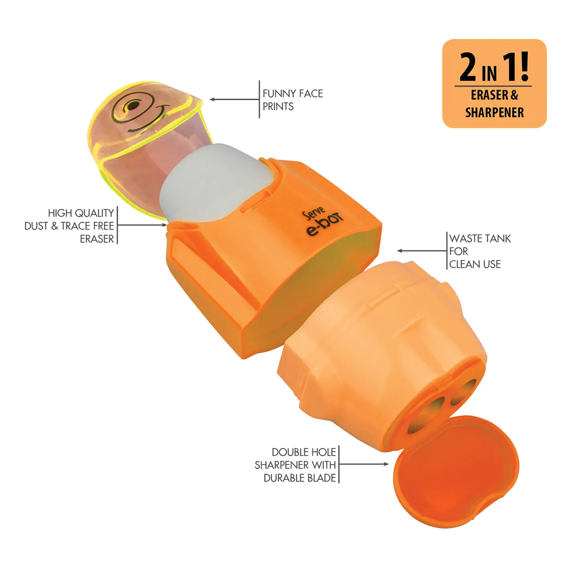 Servir un combo gomme et taille-crayon E-Bot