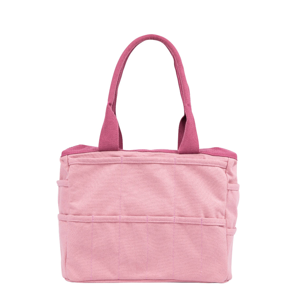 Pink tote bag on a white background