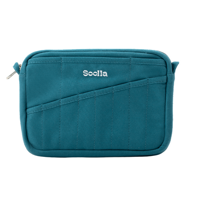 Teal pouch with 'Socila' branding on a white background