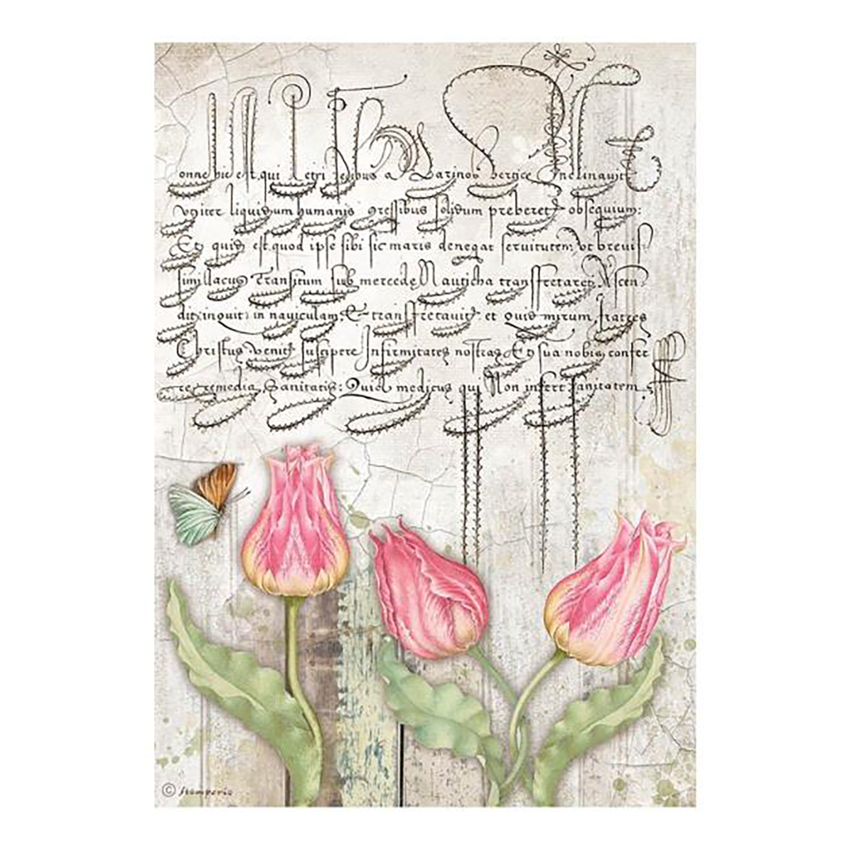 Rice Paper Sheet, A4 - Tulips, Romantic Garden House