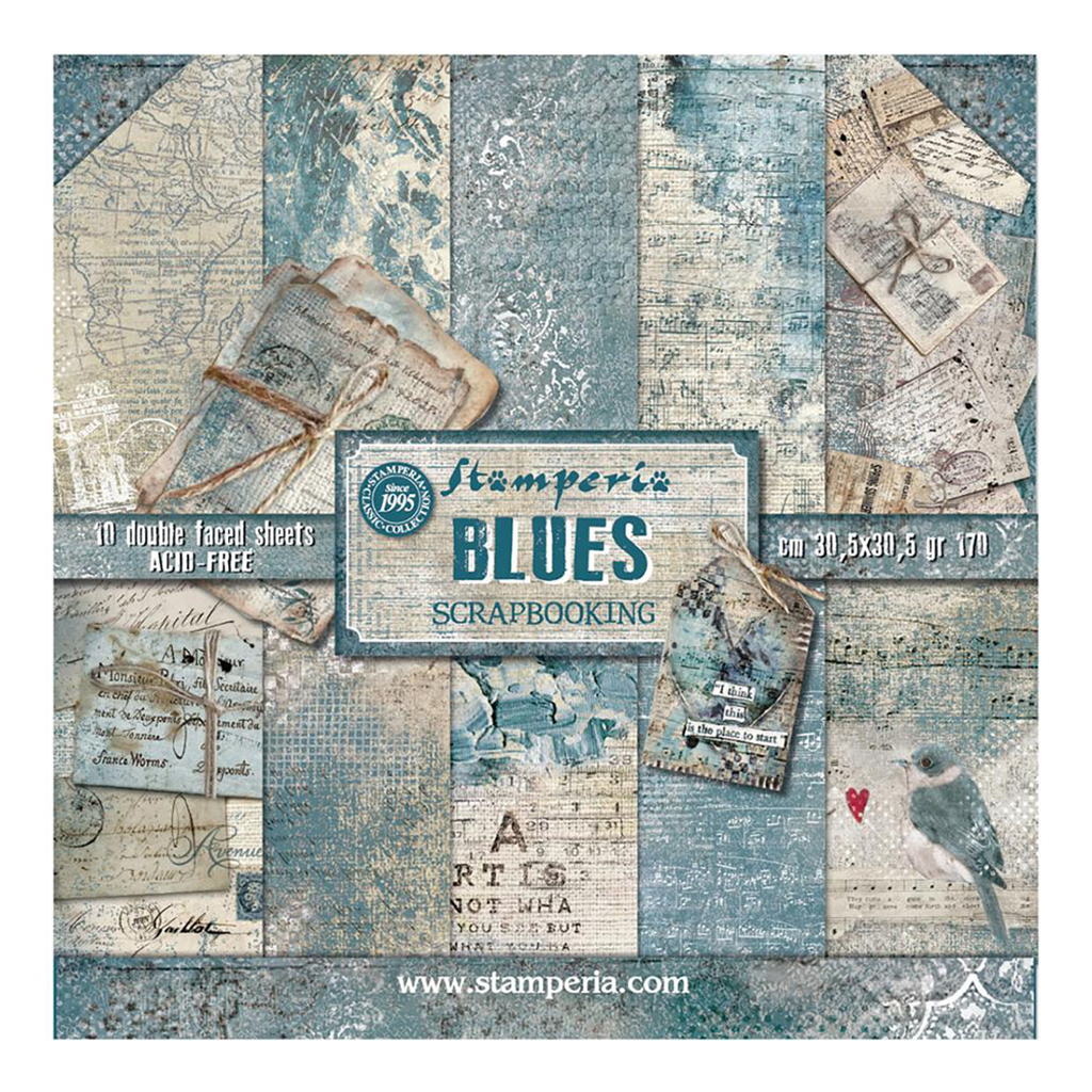 Bloc de papier pour scrapbooking Stamperia, 10 feuilles, 12x12 - Sea Land