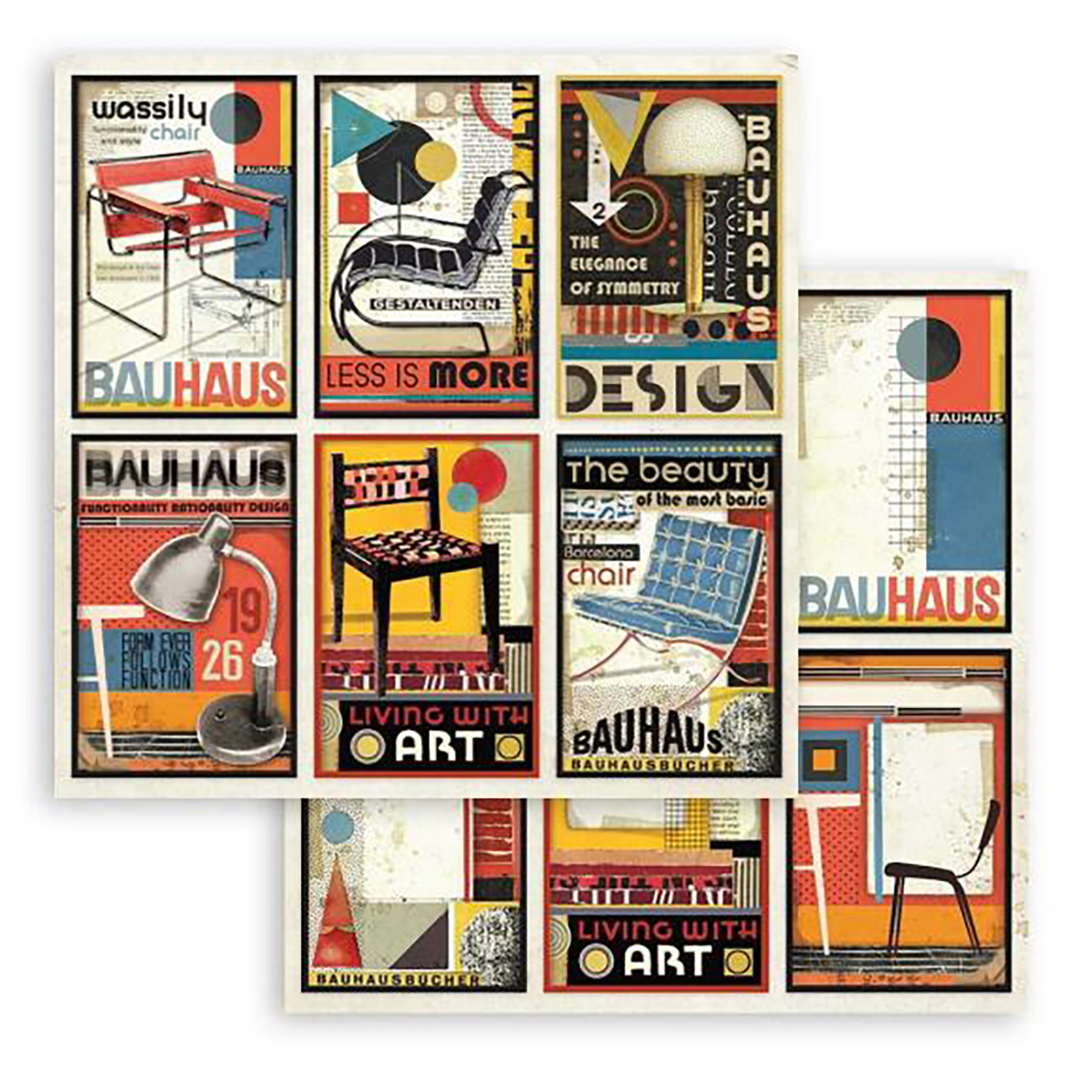 Stamperia Scrapbook Paper Sheet, 12x12 - 6 Cards, Bauhaus
