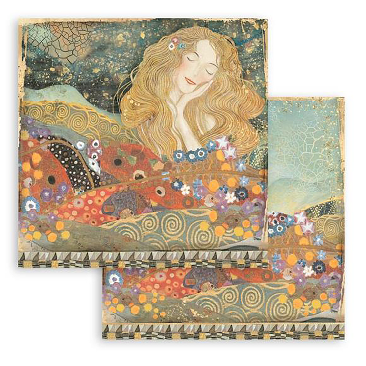 Stamperia Scrapbook Paper Sheet, 12x12 - Beethoven Frieze, Klimt