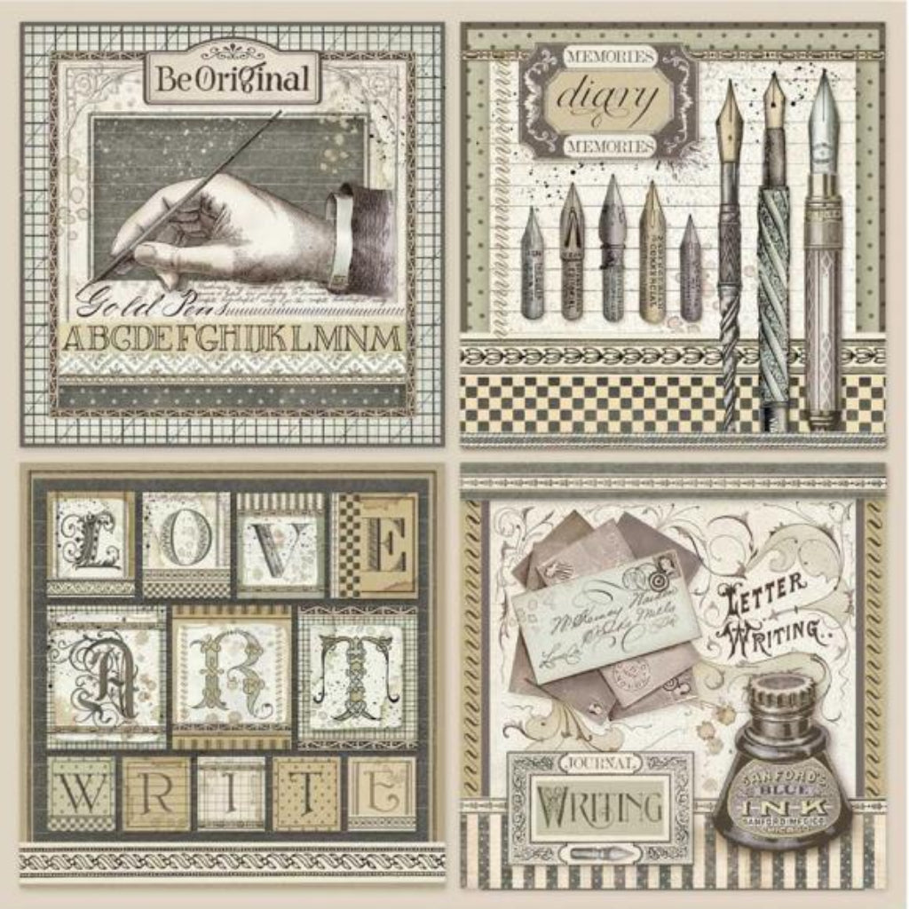 Stamperia Scrapbook Paper Sheet 12X12 Calligraphy Cards at Lighthouse Paper Co. in Melbourne, FL, Image 2