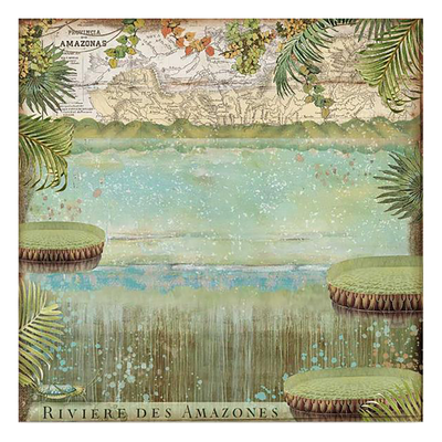 Stamperia Scrapbook Paper Sheet, 12x12 - Water Lily, Amazonia