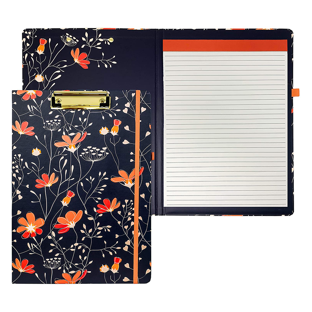 Steel Mill & Co. Clipboard Folio, Floral Vines Coral