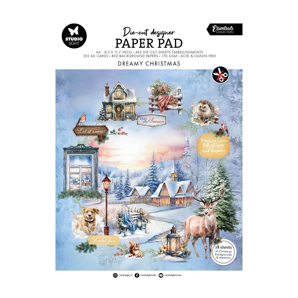 Studio Light Designer Die-Cut Paper Pad, 28 Sheet Pkg - Dreamy Christmas