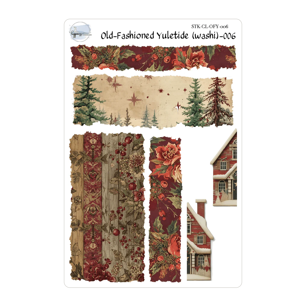 Happiness Handmade Old Fashioned Yuletide Sticker Sheet, #006