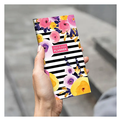2023-2024 Striped Floral 2-Year Small Monthly Pocket Planner