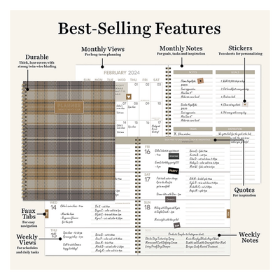 2024 Hunter's Lodge Plaid Large Weekly Monthly Planner