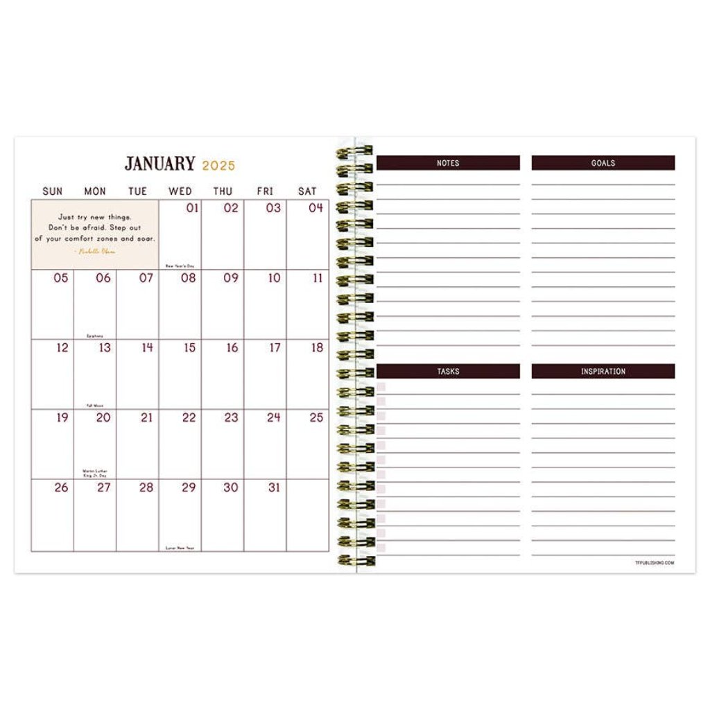 2025 Aged Leather Medium Weekly Monthly Planner