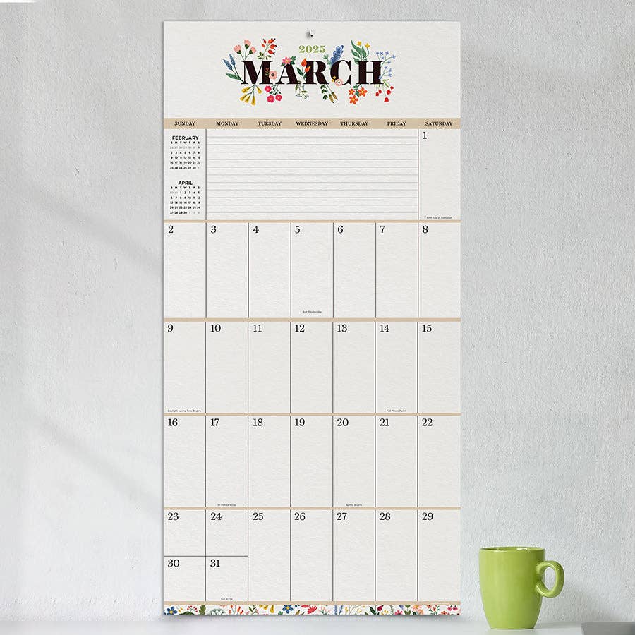 2025 Big Grid-Floral Wall Calendar