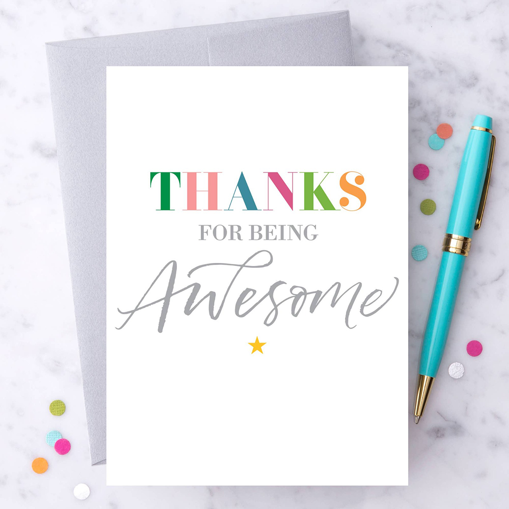 "Thanks For Being Awesome" Greeting Card with Silver Envelope, Image 1
