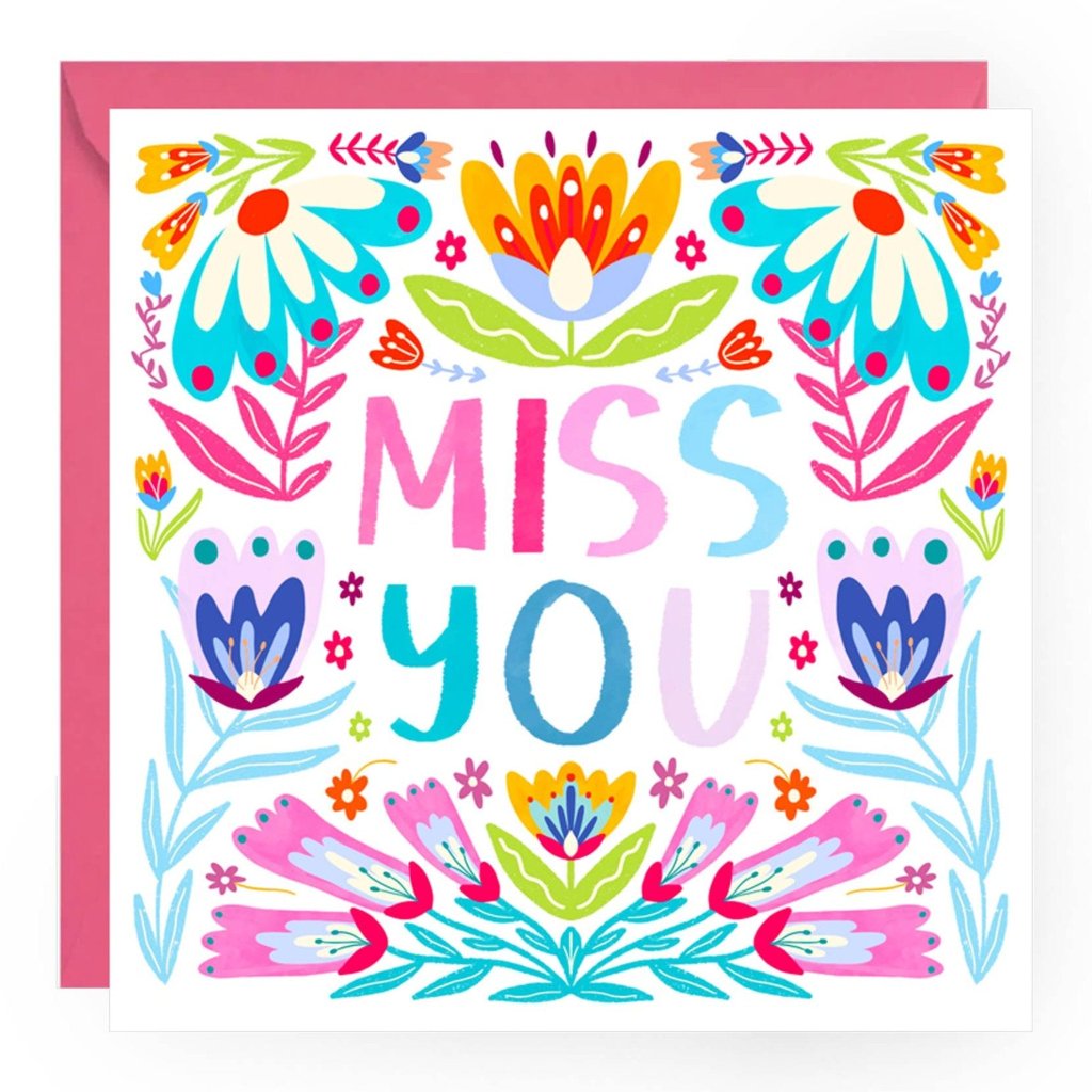 Colorful Floral Miss You Greeting Card