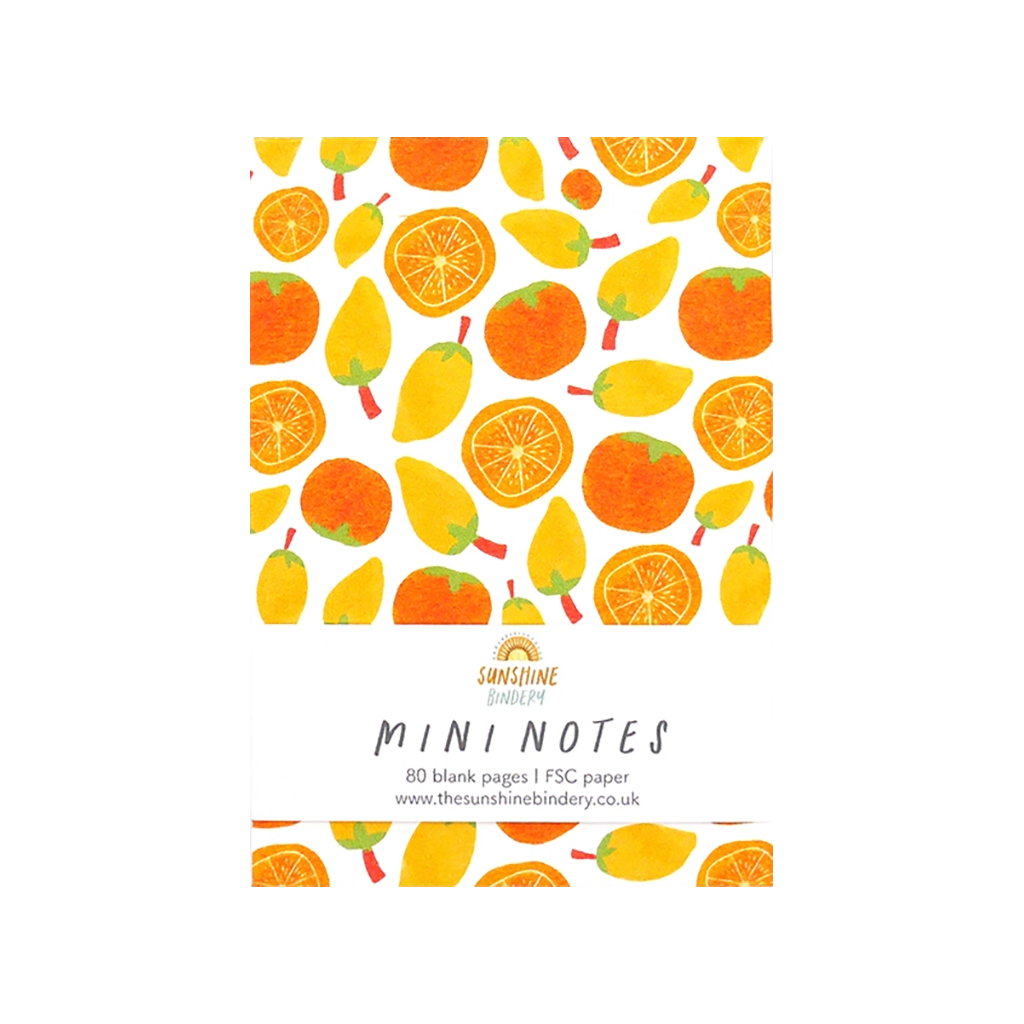 Mini Notes Blank Notepad, A7 - Orange & Lemon