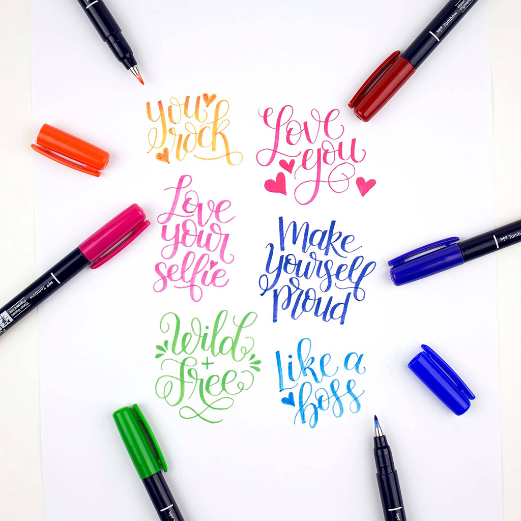 Rotuladores de caligrafía Tombow Fudenosuke Colors, paquete de 10