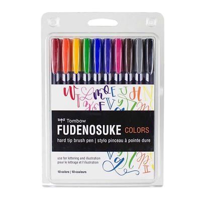 Rotuladores de caligrafía Tombow Fudenosuke Colors, paquete de 10