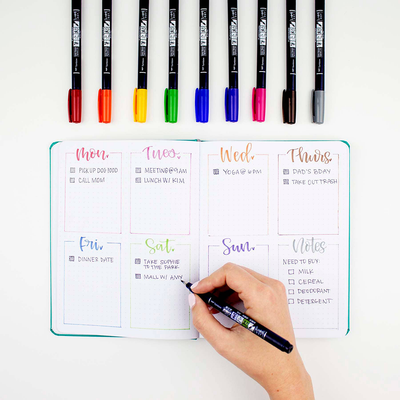 Rotuladores de caligrafía Tombow Fudenosuke Colors, paquete de 10