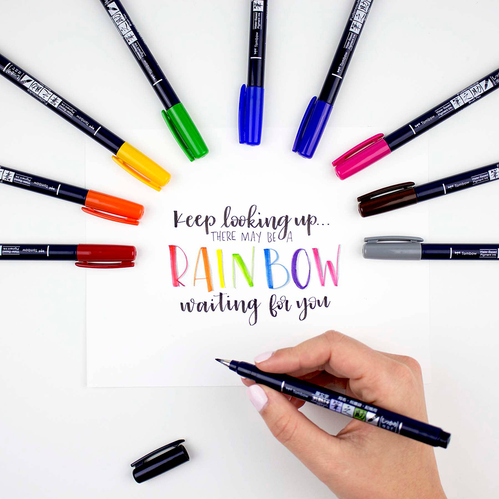 Rotuladores de caligrafía Tombow Fudenosuke Colors, paquete de 10