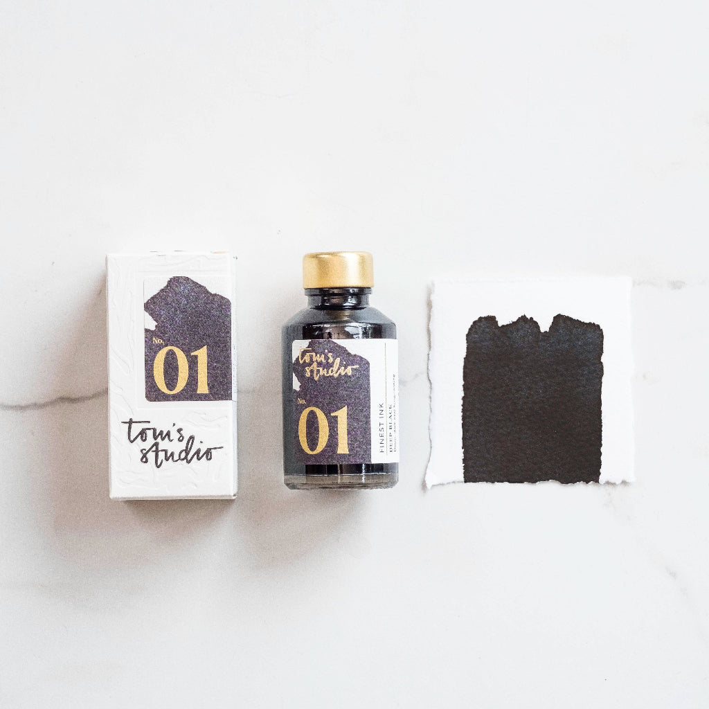 Tom's Studio Fountain Pen Ink, 50ml Bottle - Deep Black