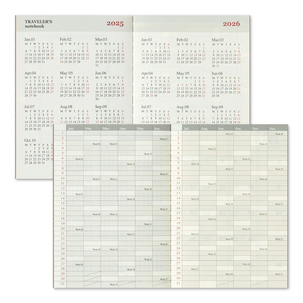 Traveler's Notebook 2025 Diary Monthly Calendar, Passport Size