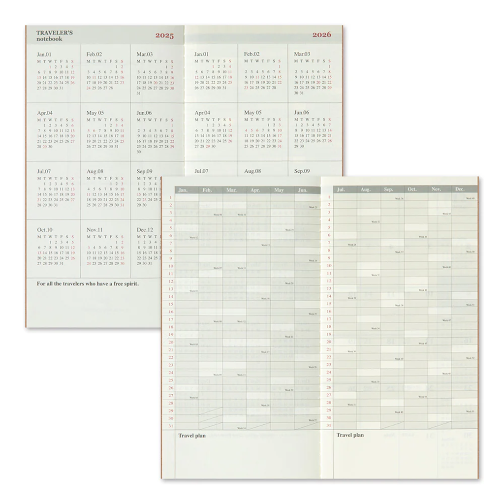 Traveler's Notebook 2025 Diary Monthly Calendar, Regular Size