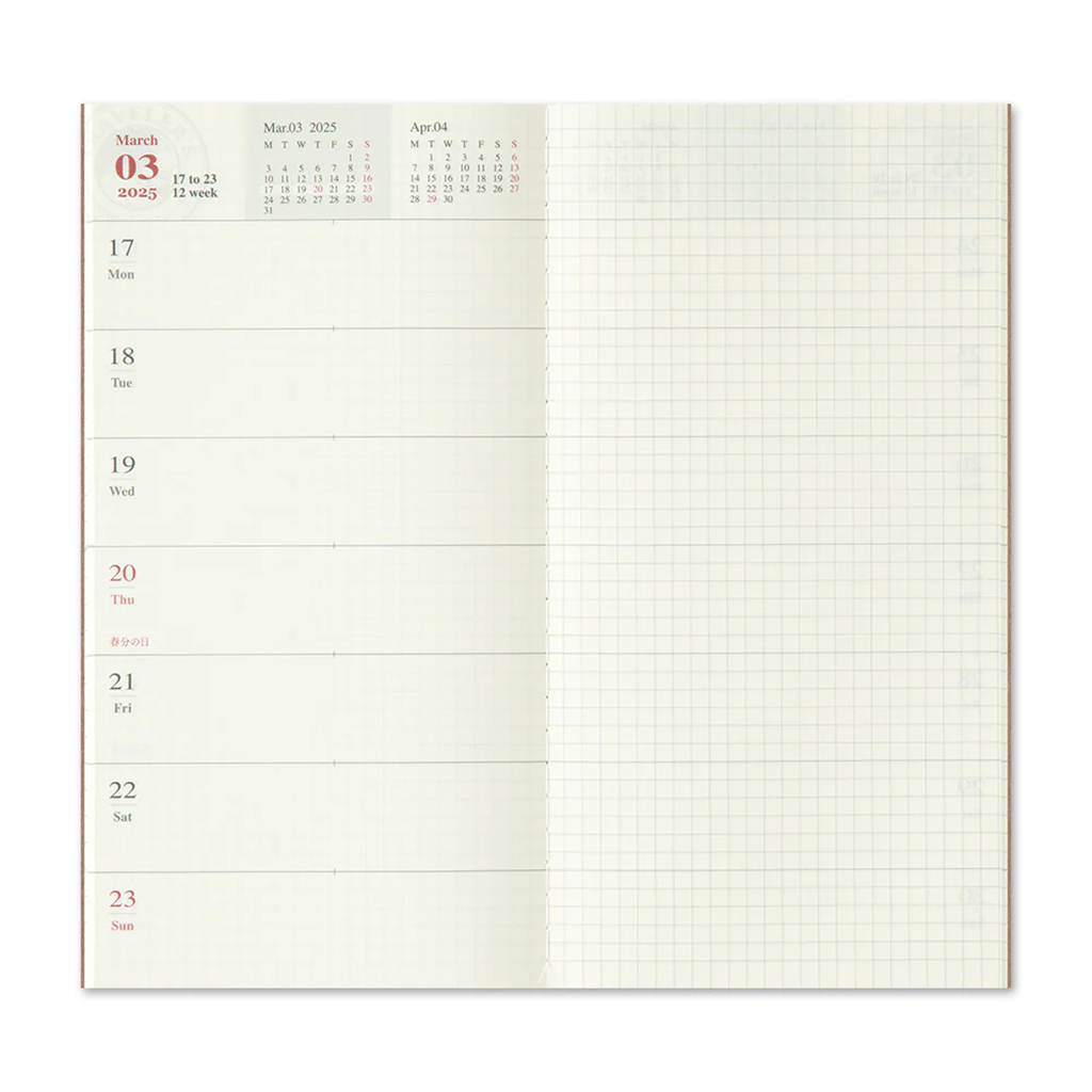 Traveler's Notebook 2025 Diary Weekly + Memo, Regular Size