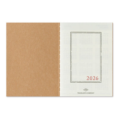 2026 planner with brown and white design, featuring 'Traveler's Company' branding.