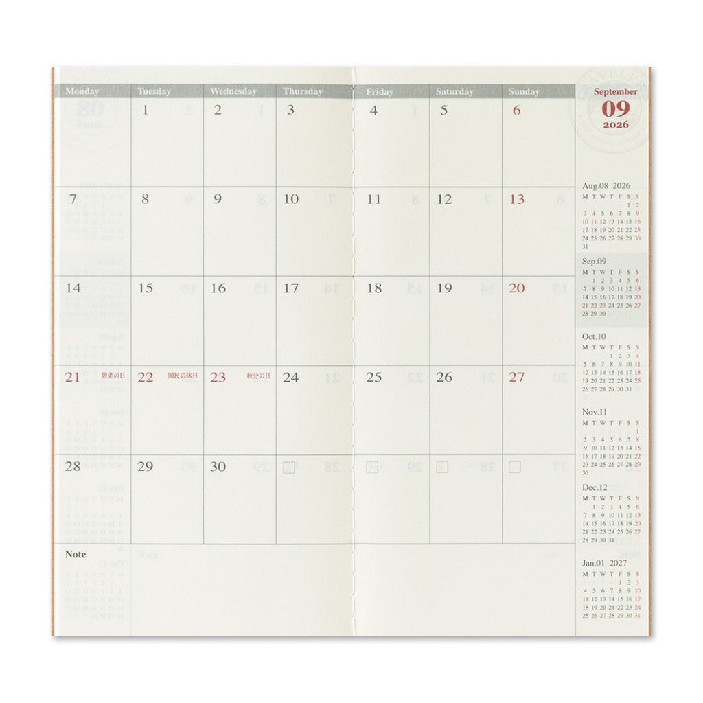 Calendar with September 2026 highlighted on a white background