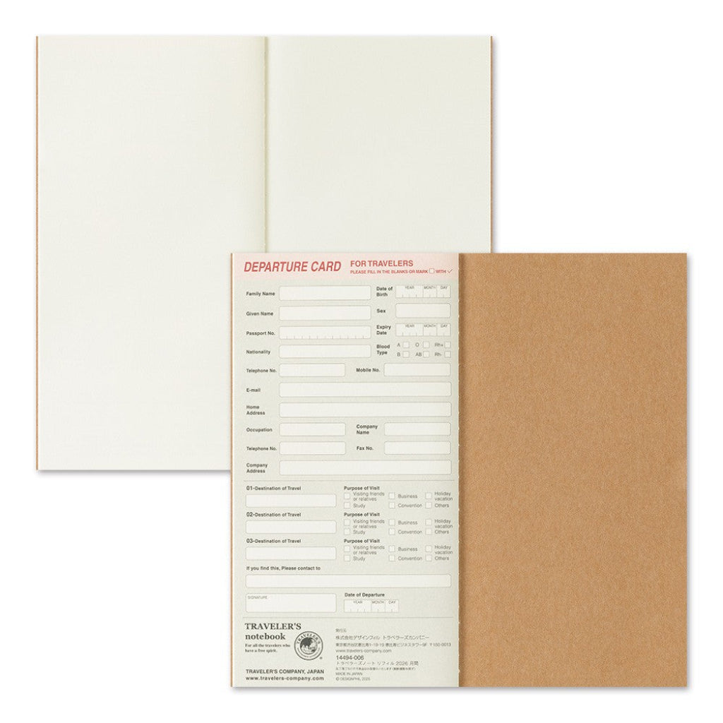Traveler's notebook with departure card and kraft paper cover