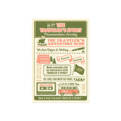 Vintage-style travel-themed poster with text and graphics on a white background
