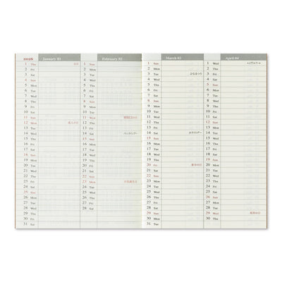 Calendar sheet for January to April 2020 with grid layout