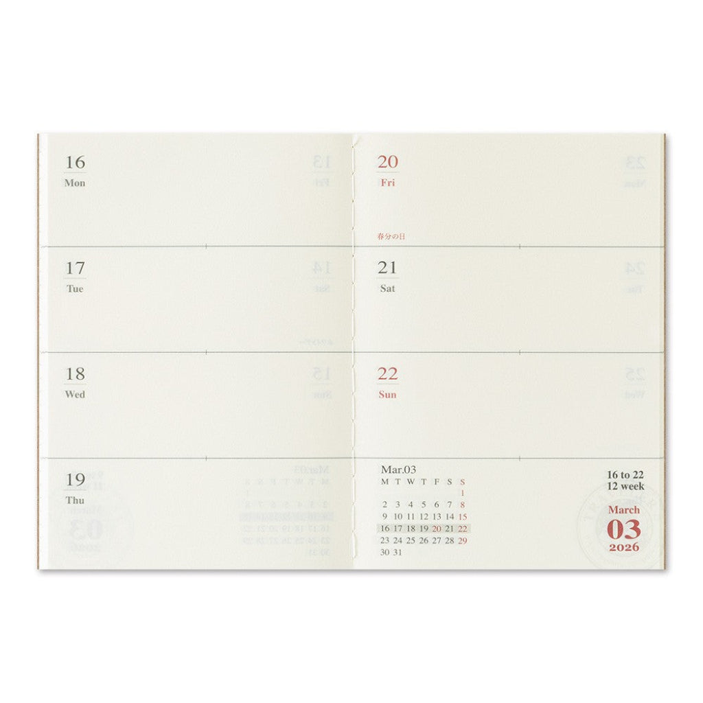 Calendar with a minimalist design on a white background