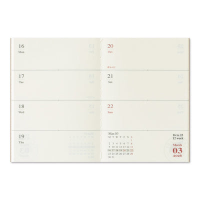 Calendar with a minimalist design on a white background