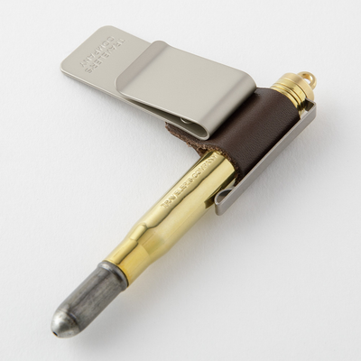 Traveler's Notebook Pen Holder in Brown with Pen