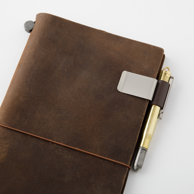 Traveler's Notebook Pen Holder in Brown In Use