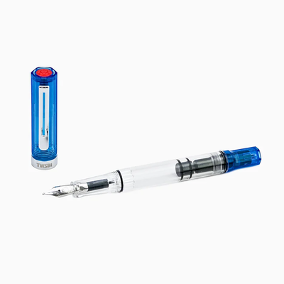 TWSBI Fountain Pen and Cap in Transparent Blue Color with Silver Color Trim