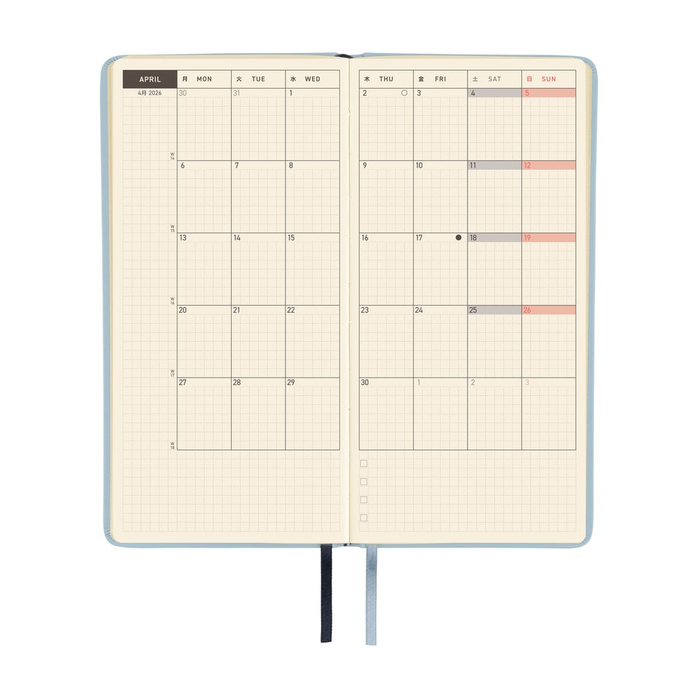 Hobonichi Techo 2026 Weeks - Leather: Snow Blue (English)